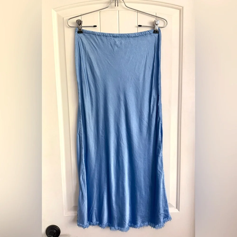 Pharaoh Collection Riley Skirt Vintage Satin Periwinkle Blue Midi Size 1 Small - Picture 2 of 11